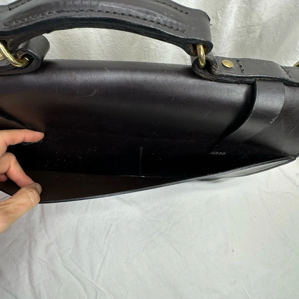 CC Filson‎ Co Seattle Briefcase Brindle Leather Black Field Satchel Strap USA